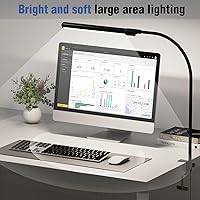 Vista 4 de Hand-Wave LED Desk Lamp with Clamp, Touchless On/Off, Color Temperature Adjustable 3000K-6500K, Flicker-Free Eye-Caring Reading Light, Clip-On Desk
