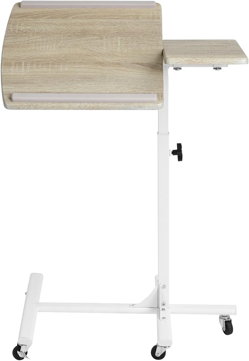 Vogue Carpenter Laptop Table Sofa Bedside Table Overbed Table 5 Adjustable Height Space Saving Movable Sturdy Notebook Computer Stand Desk with Wheels