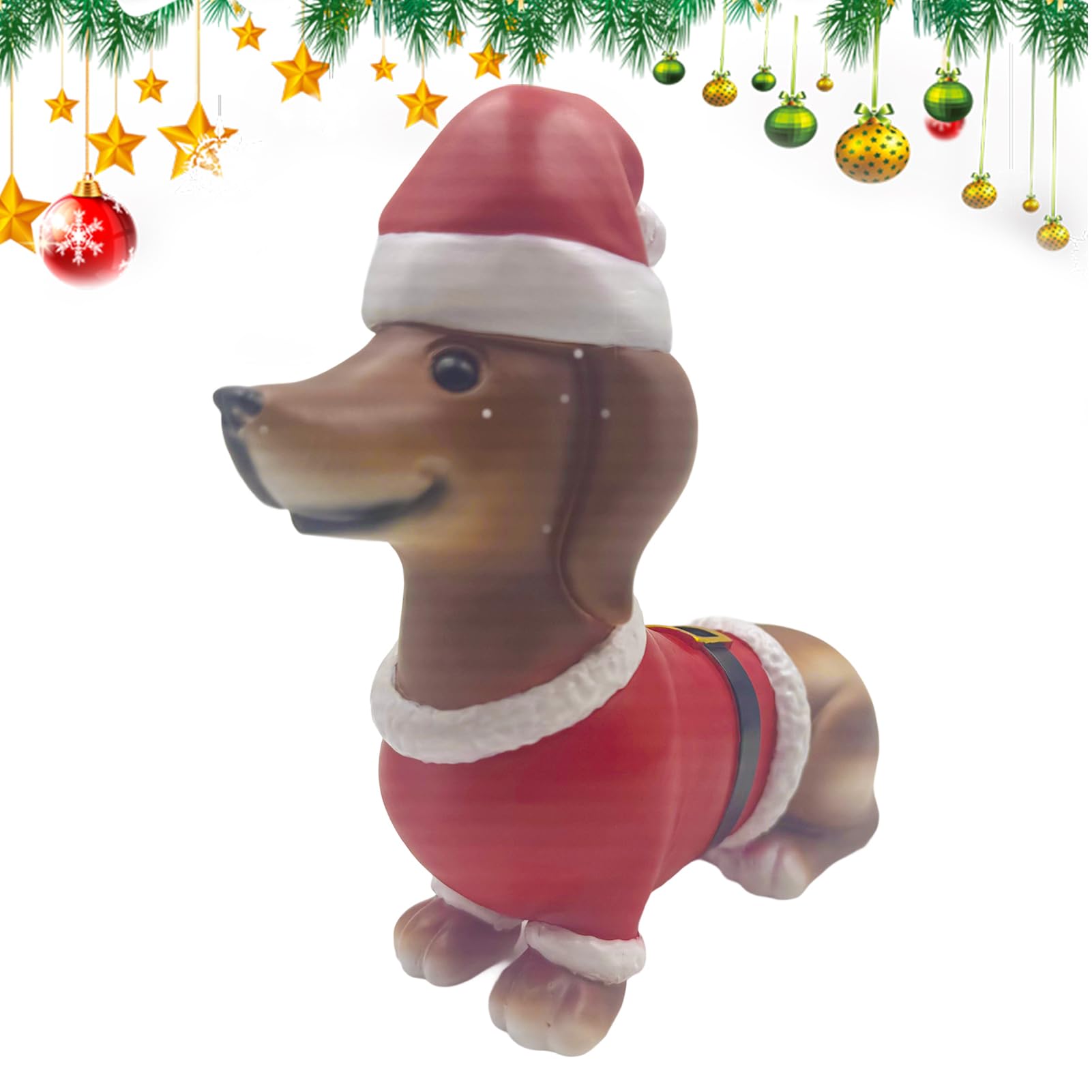 Statue de teckel figurine chien Noël résine décoration entrée 15cm