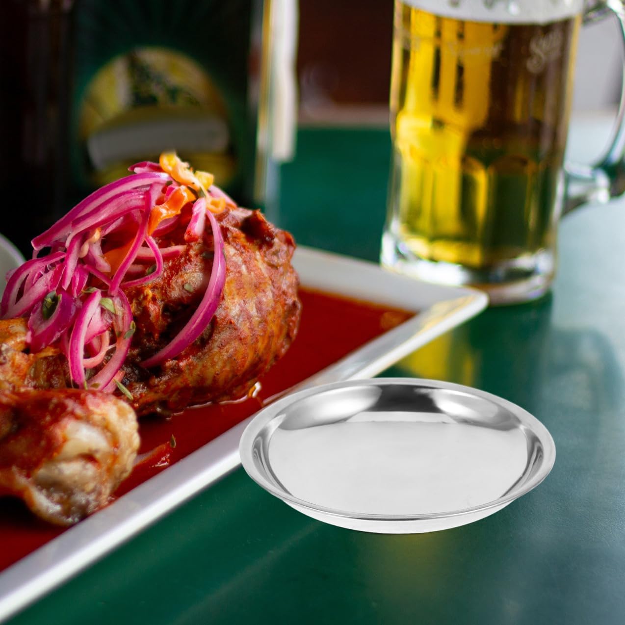 5Pcs Stainless Steel Sauce Dipping Dish Round Serving Plates for Snacks Condiments Appetizers and Side Dishes Easy to Clean Stackable
