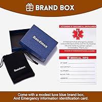 Vista 7 de Bandmax Pulsera de alerta médica de acero inoxidable personalizada con identificación de emergencia elástica para diabéticos, joyería de alerta