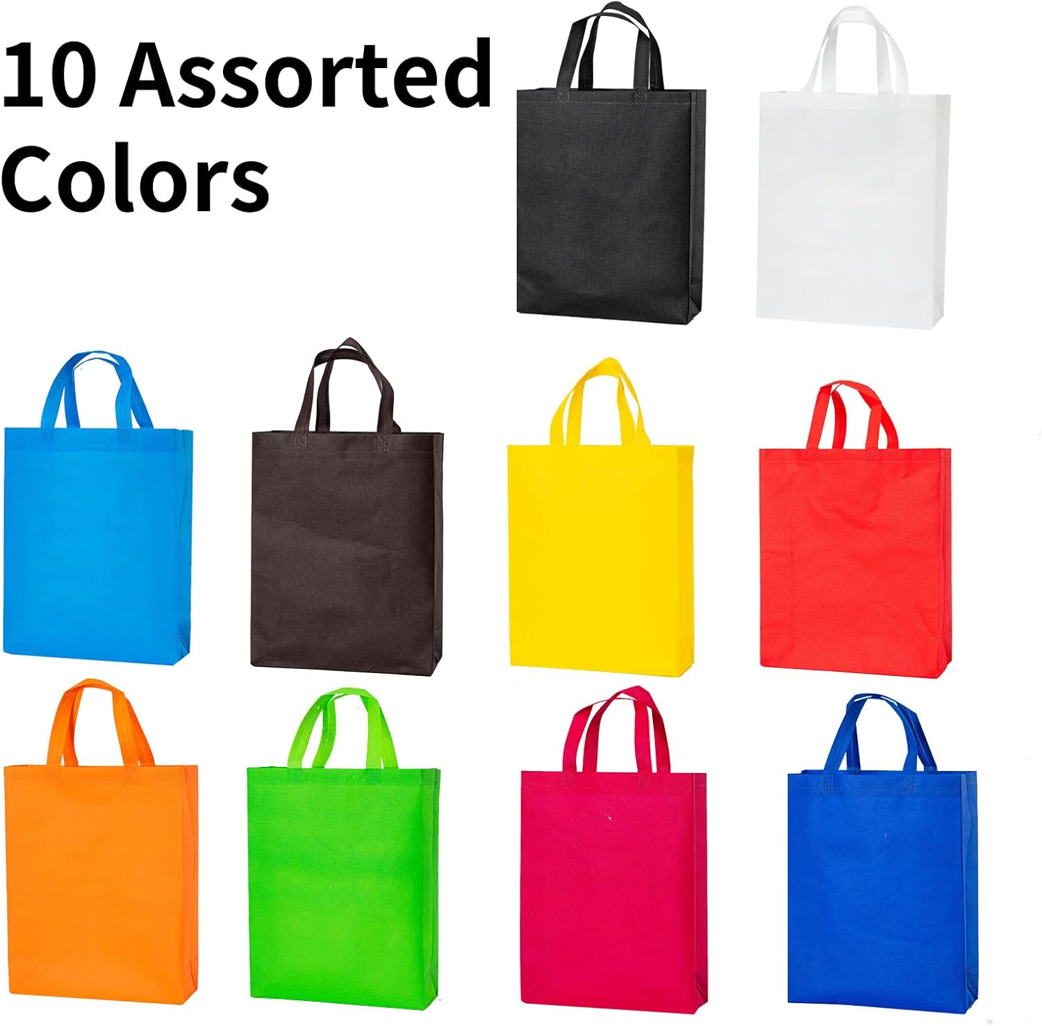 100 Pcs Custom Tote Bags with Handle, Tote Bags Non-woven Reusable bags Ideal for Sales,Business,Store,12x4x15 in