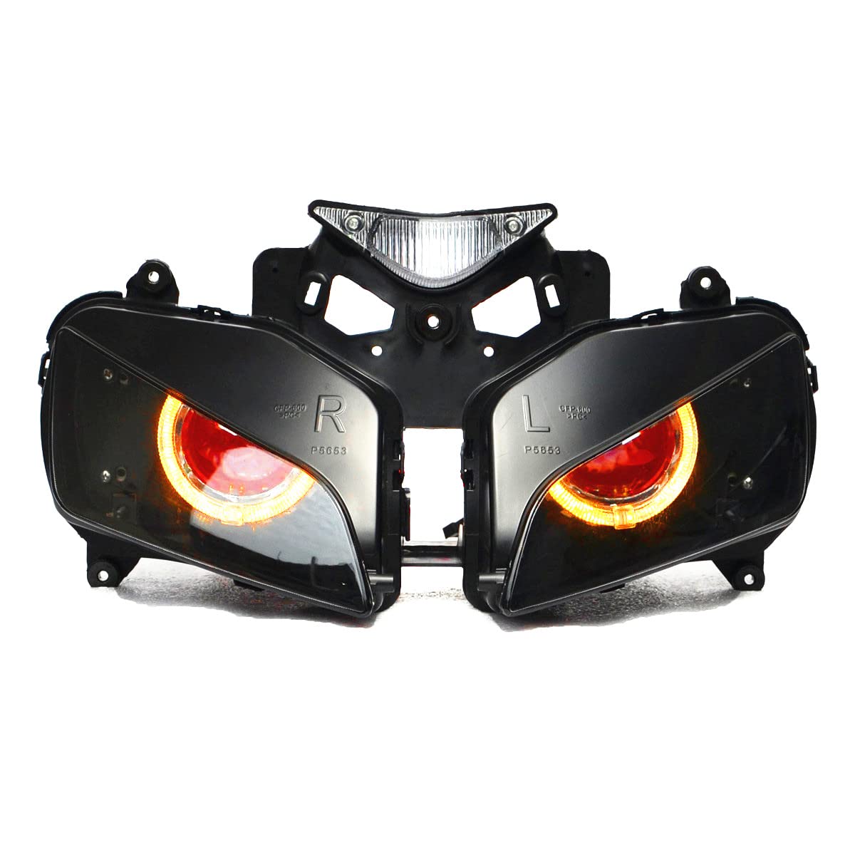 LED Red Demon Eye Amber Halo Headlight Assembly For Honda CBR1000RR 1000RR 2004 2005 2006 2007