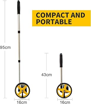 Zozen Measuring Wheel in Meters, Meters Measure Wheel Metric Units [Up to 9,999m], Rolling Measurement with Carrying Bag, Telescopic/One Key to Reset/Starting Point Arrow.