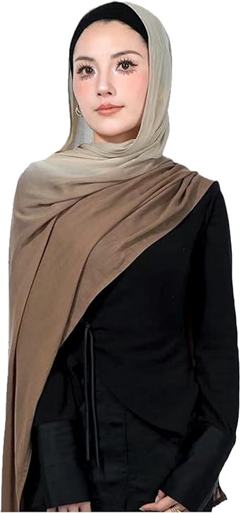Special Ombre Modal Cotton Hijab Scarf for Women, Graceful Gradient Muslim Head Scarfs