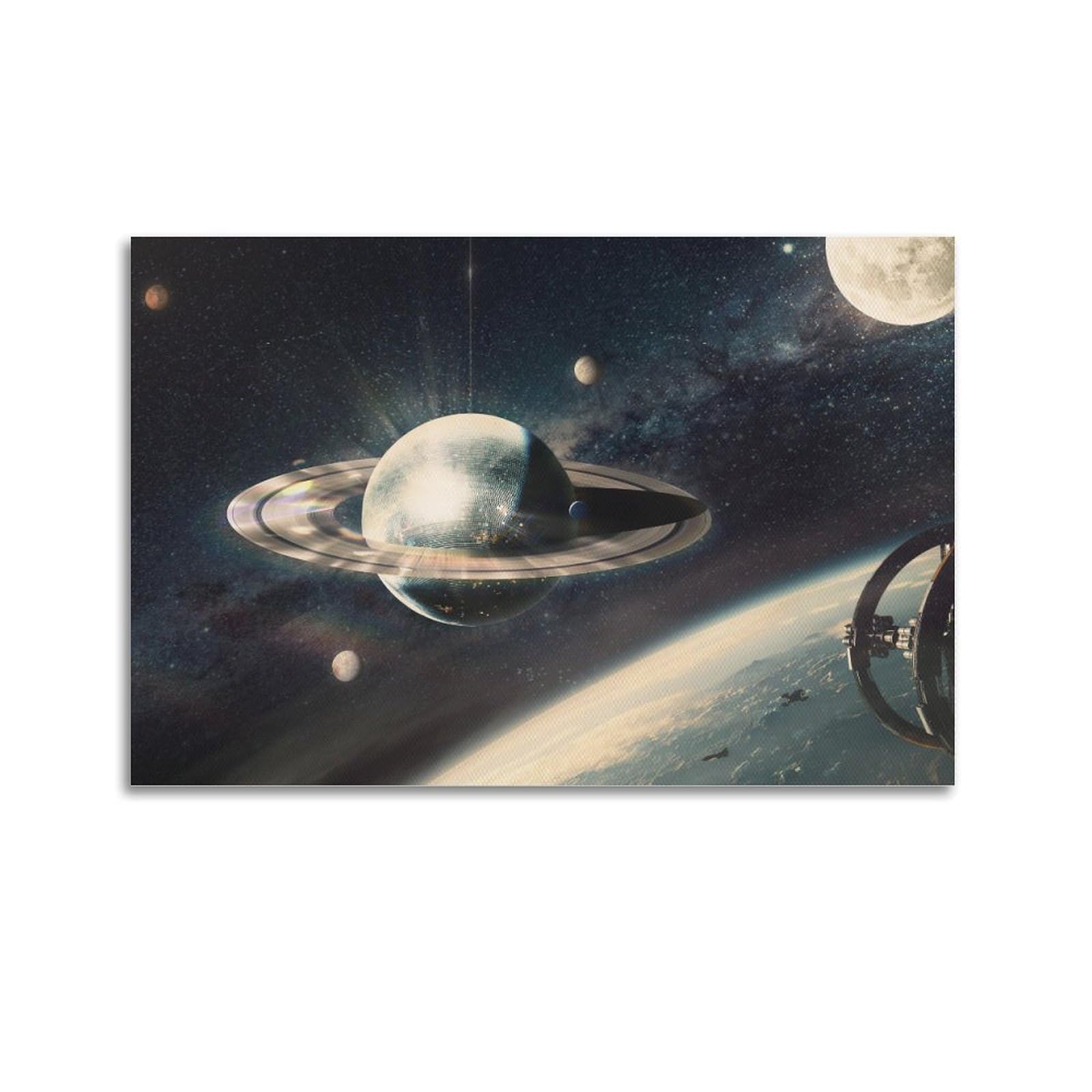 OKAHYS Saturn Solar System Space Planet Poster Decorative Painting Canvas Wall Artworks Picture 24x36inch(60x90cm)