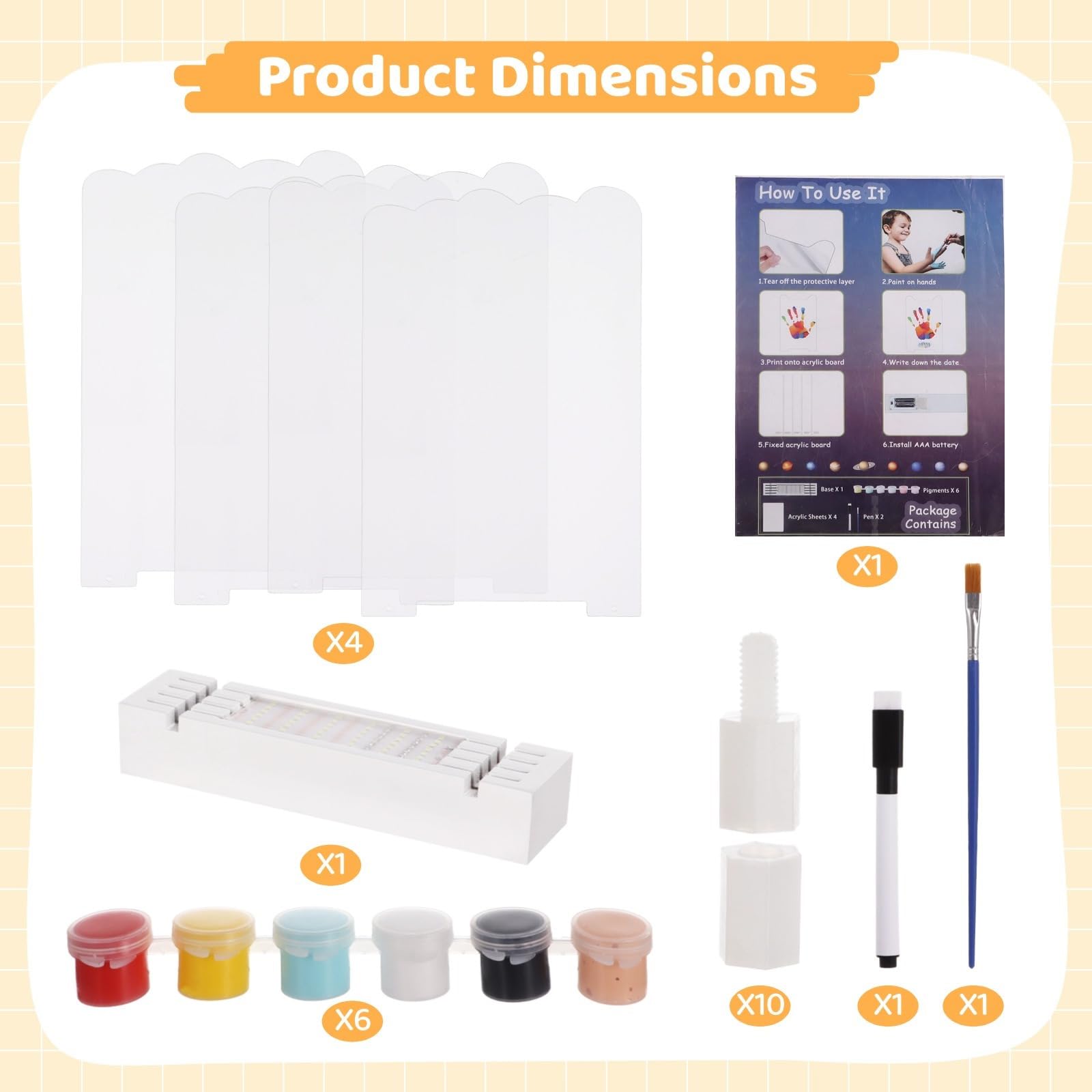 Kit personalizado de huellas de manos familiares con base LED, marco de mano y huella para nuevos padres, luz nocturna de recuerdo para baby showers y cumpleaños
