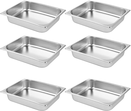 Anjetan 6 sartenes de mesa de vapor, 12 de tamaño medio de 2.6 pulgadas de profundidad, sartenes de acero inoxidable de calidad, sartenes de mesa de