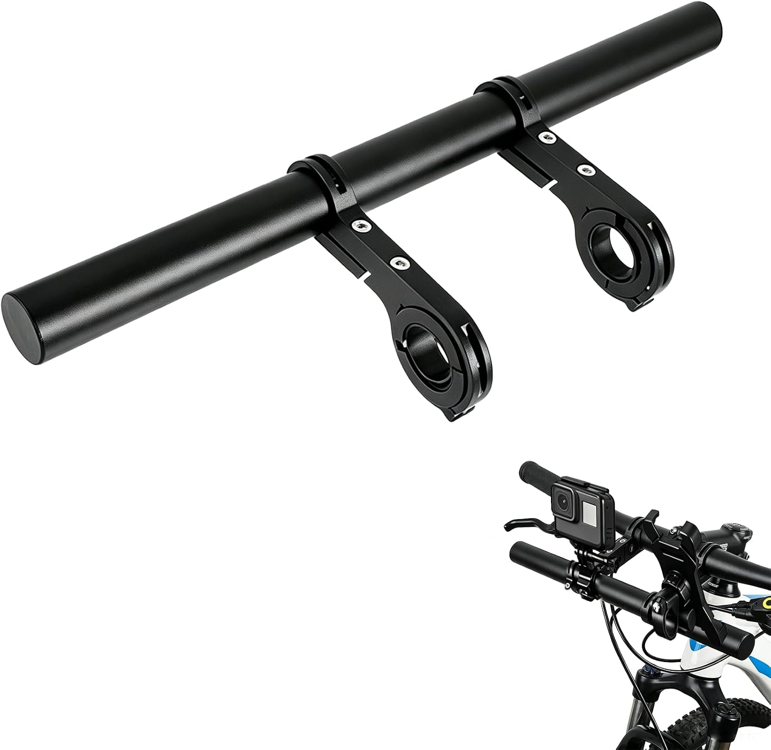 Bike Handlebar Extender, 11.8 Inch Long Aluminum Alloy Crossbar with Double Mounting Clamp Bracket, Multifunctional Handle Bar Extender for Ebike Bicycle Motorcycle Scooter ATV (Red)