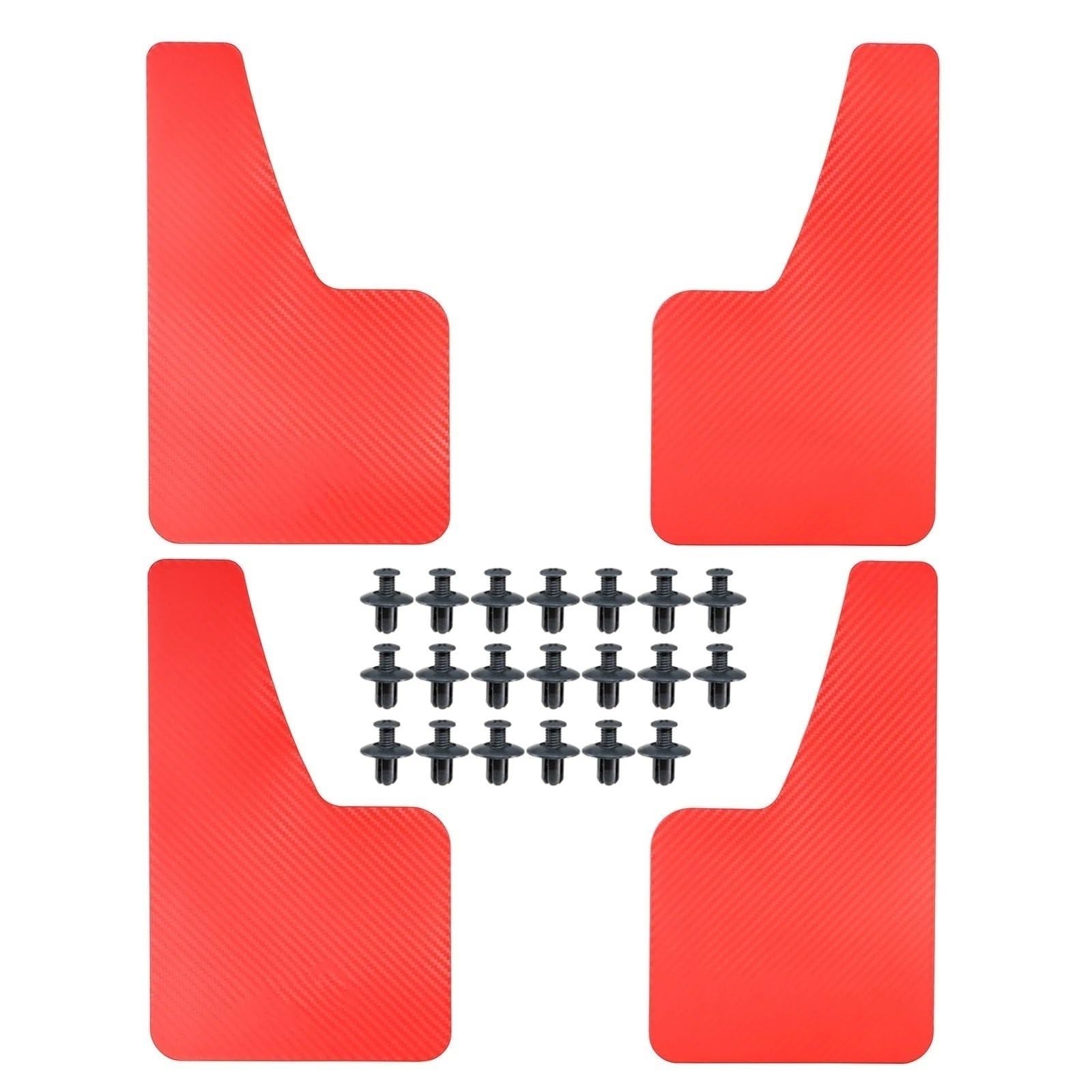 RED Carbon Fiber Effect Universal Splash Car błotniki osłony błotników z osprzętem przód tył akcesoria(4pcs)