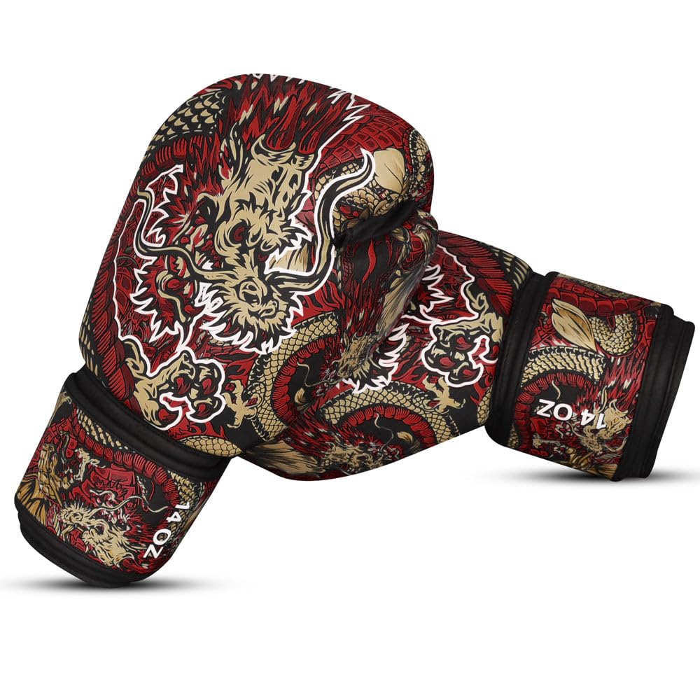 BUDDHA FIGHT WEAR - Guanti da boxe Dragon progettati per allenamenti e sparring in Muay Thai Kickboxing Fitness - Uomini e Donne - Colori multipli - 10 oz 12 oz 14 oz 16 oz