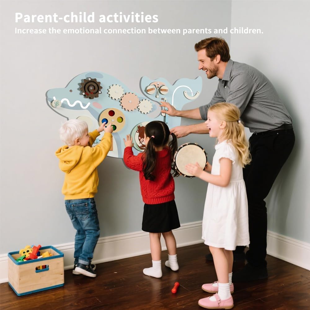 UBRAVOO Busy Board Montessori Wandmontiertes: Motorikbrett für Kinder Wandspielzeug aus Holz ab 3 Jahren, Kleinkindzimmer Dekoration Activity Board Spielzeug Holz für Jungen & Mädchen
