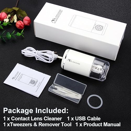 Miniatura 7 de Limpiador de lentes de contacto, máquina portátil de limpieza de lentes de contacto suave con cargador USB, estuche limpiador automático de lentes