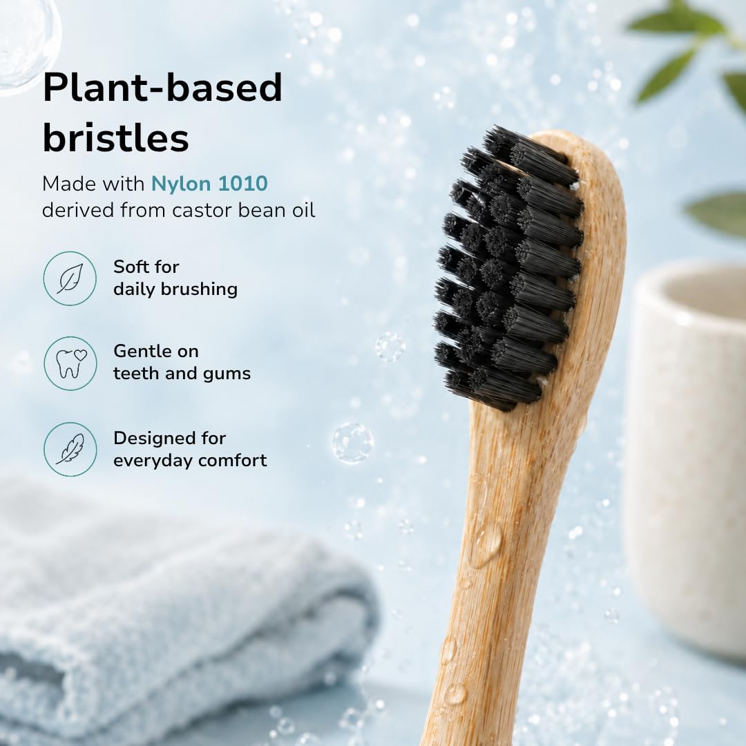 Sustainable Tomorrow Zen Bamboo Spazzolino da denti elettrico per adulti, modello wireless perlato, ricaricabile con setole morbide a base vegetale, teste in bambù, 5 modalità e batteria a lunga