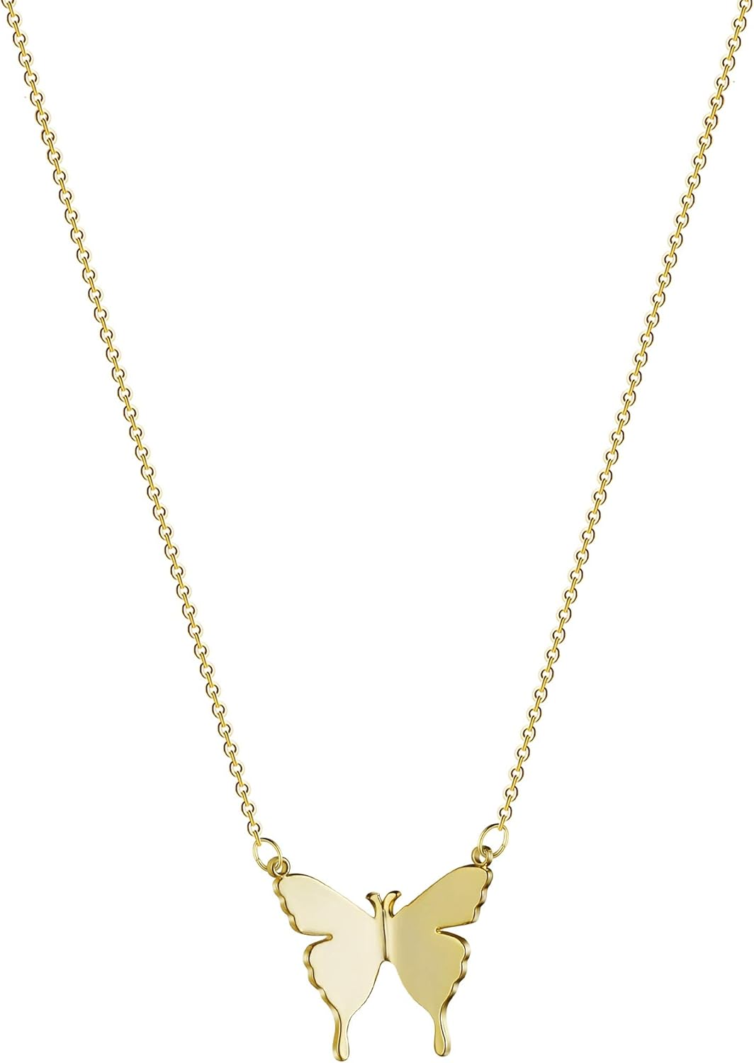 VIROMY Dainty Butterfly Pendant Necklace for Women 18K Gold filled Minimalist Cubic Zirconia Butterfly Pendant Cute Gold Chain Necklaces for Women - Image 6