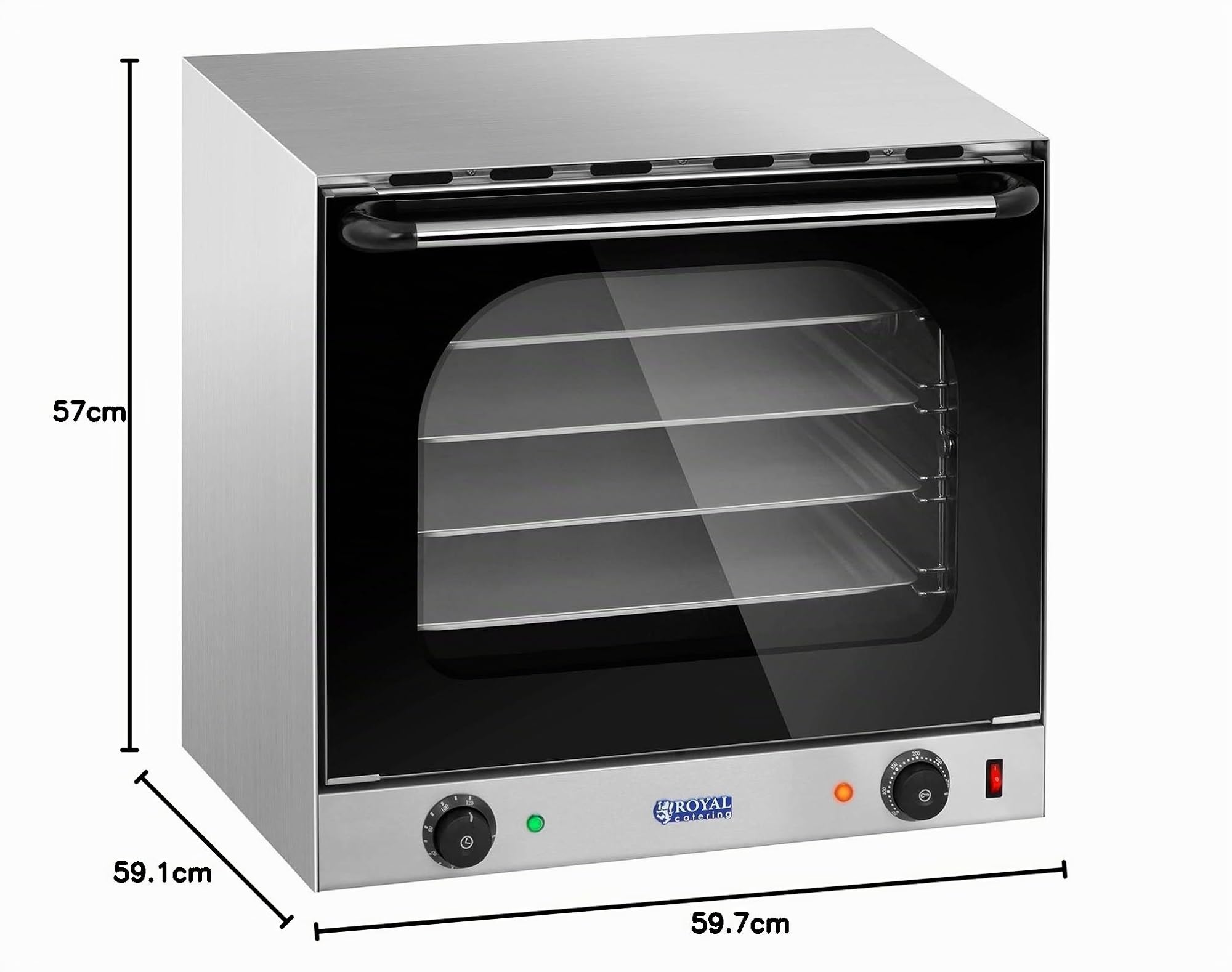 Royal Catering Horno De Convección Con Temporizador RCCO-2.0 (Incluye 4 Bandejas, Potencia De 2400 Watt, Temperatura Entre 0 Y 300 °C)