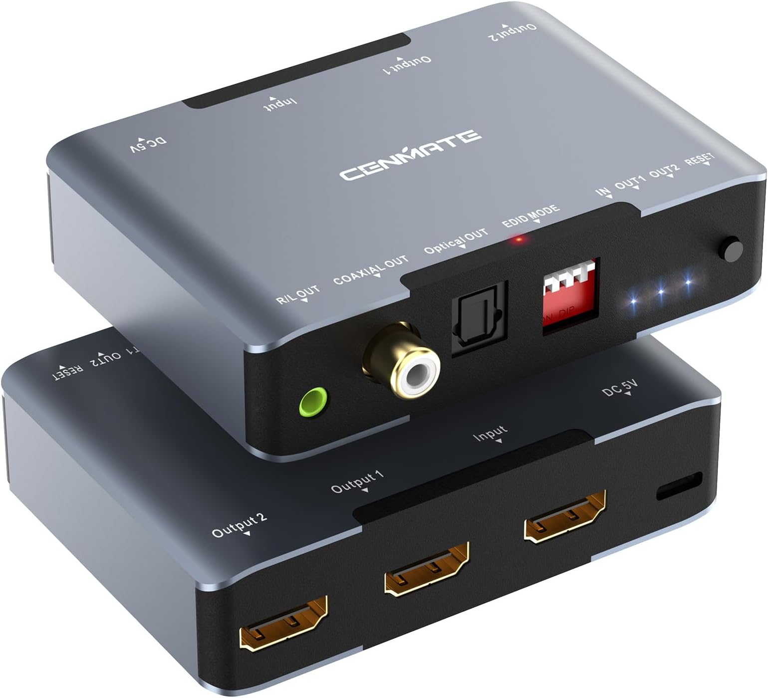 8K@60Hz HDMI Splitter 1 in 2 Out, HDMI 2.1 Splitter Supports 4K@120Hz, EDID, 48 Gbps, VRR, ALLM, 3D, HDR 10, HDCP2.3, Dolby Vision Atmos, Audio Extractor, NO ARC