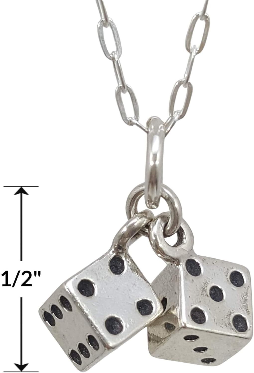 EnCharmed Sterling Silver Lucky Dice 3D Charm Necklace, 18" - Image 2