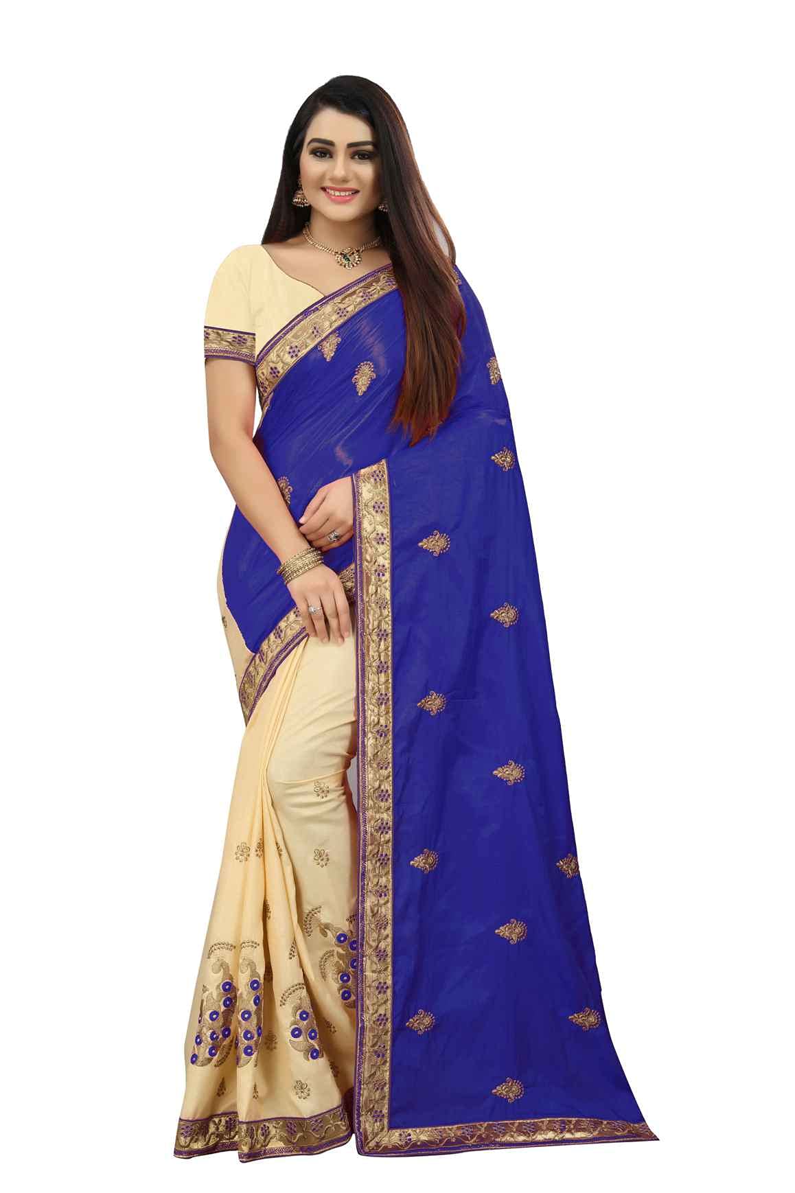 ANTIK LIFESTYLE Women's Sana Silk Saree with Unstitched Blouse Piece