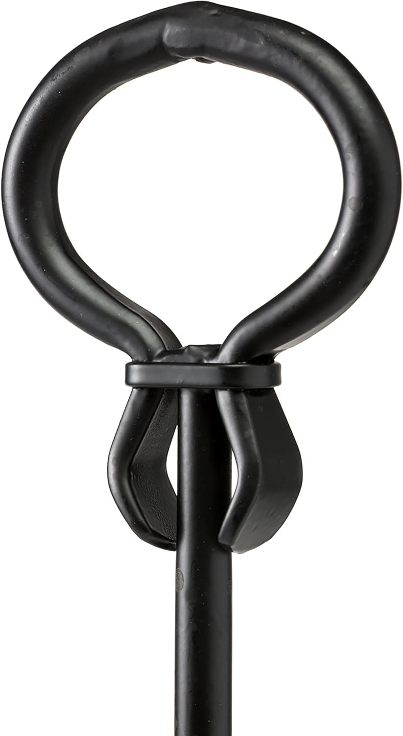 Plow & Hearth 13409BK 13409-BK Fireplace Tool Set, Black, Alloy Steel, 13"W x 10"L x 6"H