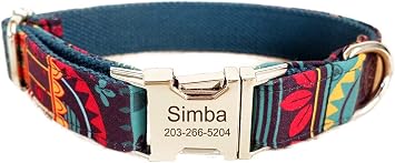 Dog Collars Custom Personalized with Names Engraved, Halloween & Christmas Style for Small Medium Large Pets Puppy Cat ID Tags S, Maya