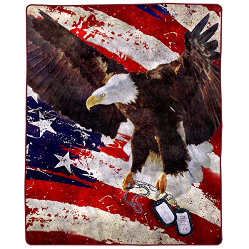 Lavish Home 8 Lb Throw Blanket – Oversized Woven Plush Sofa Or Soft Comfort Bed Décor With Printed Wildlife Design For Kids And Adults (Bald Eagle) #TOP28
