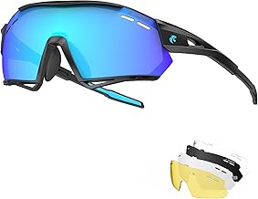 X-TIGER Polarized Cycling Glasses for TR90 MTB Bike Glasses with 5 Interchangeable Lenses for Cycling Running Fishing Driving