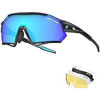X-TIGER Occhiali Da Ciclismo,Polarizzati per TR90 Occhiali Bici MTB Con 5 Lenti intercambiabili