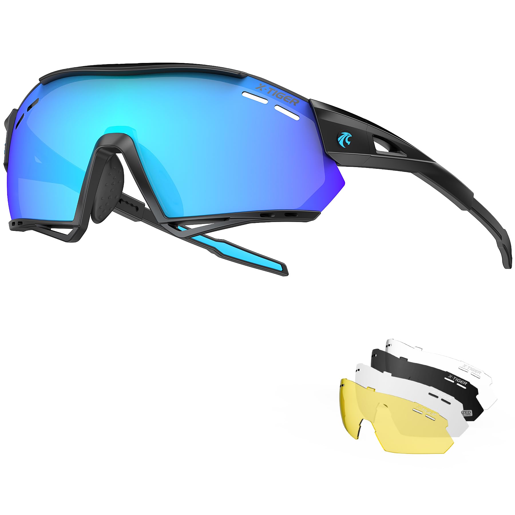 X-TIGER Gafas Ciclismo Hombre Polarizadas Gafas Ciclismo con 5 Lentes Intercambiables UV 400 Global Recycled Standard Global Recycled Standard Global Recycled Standard