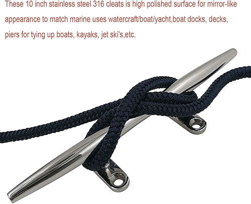 Vista 4 de SHENGHUISS Boat Open Base Cleat 316 Stainless Steel Mooring Dock Cleat with Screw for Boat,Deck,Hook,Yacht