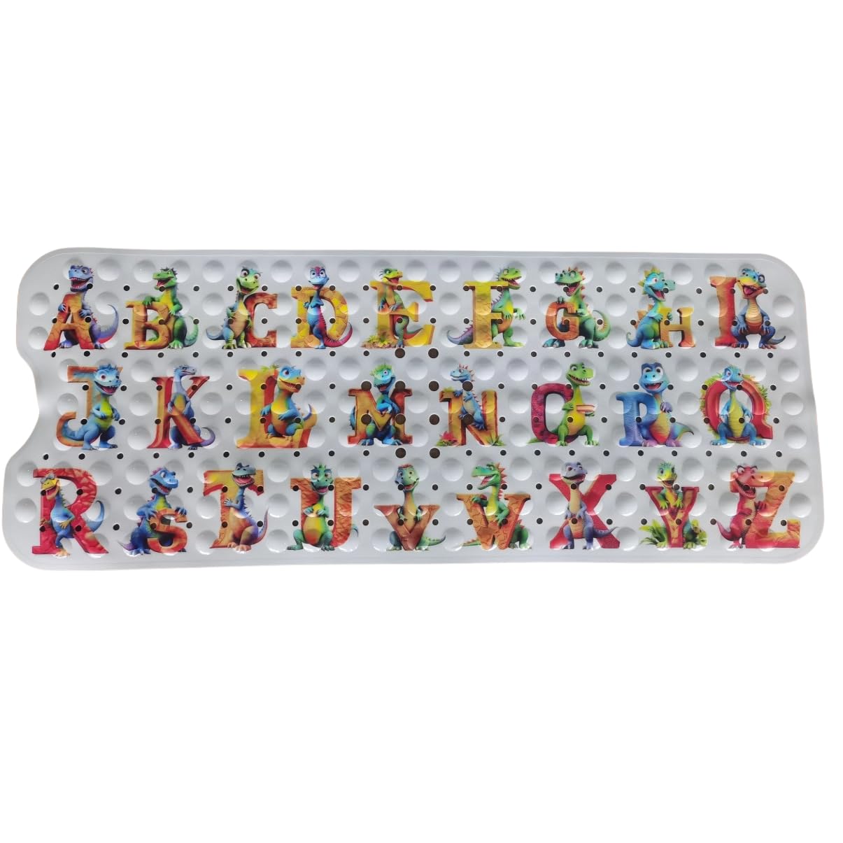Children's Dinosaur Alphabet Bathmat, Non-Slip, 100 x 40 cm, Suction Cup Design, Non Slip Bath Mat, Bath Mat for Kids, Dinosaur Shower Mat
