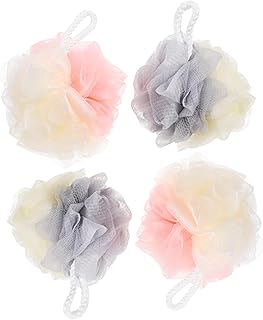 فوميز. 4 قطع من كرات الاستحمام لتقشير الجسم، ليفة الاستحمام، ليفة استحمام لتنظيف الجسم، كرات رغوية، كرات ليفة منزلية، منتجات حمام كبيرة من القماش، 4 قطع