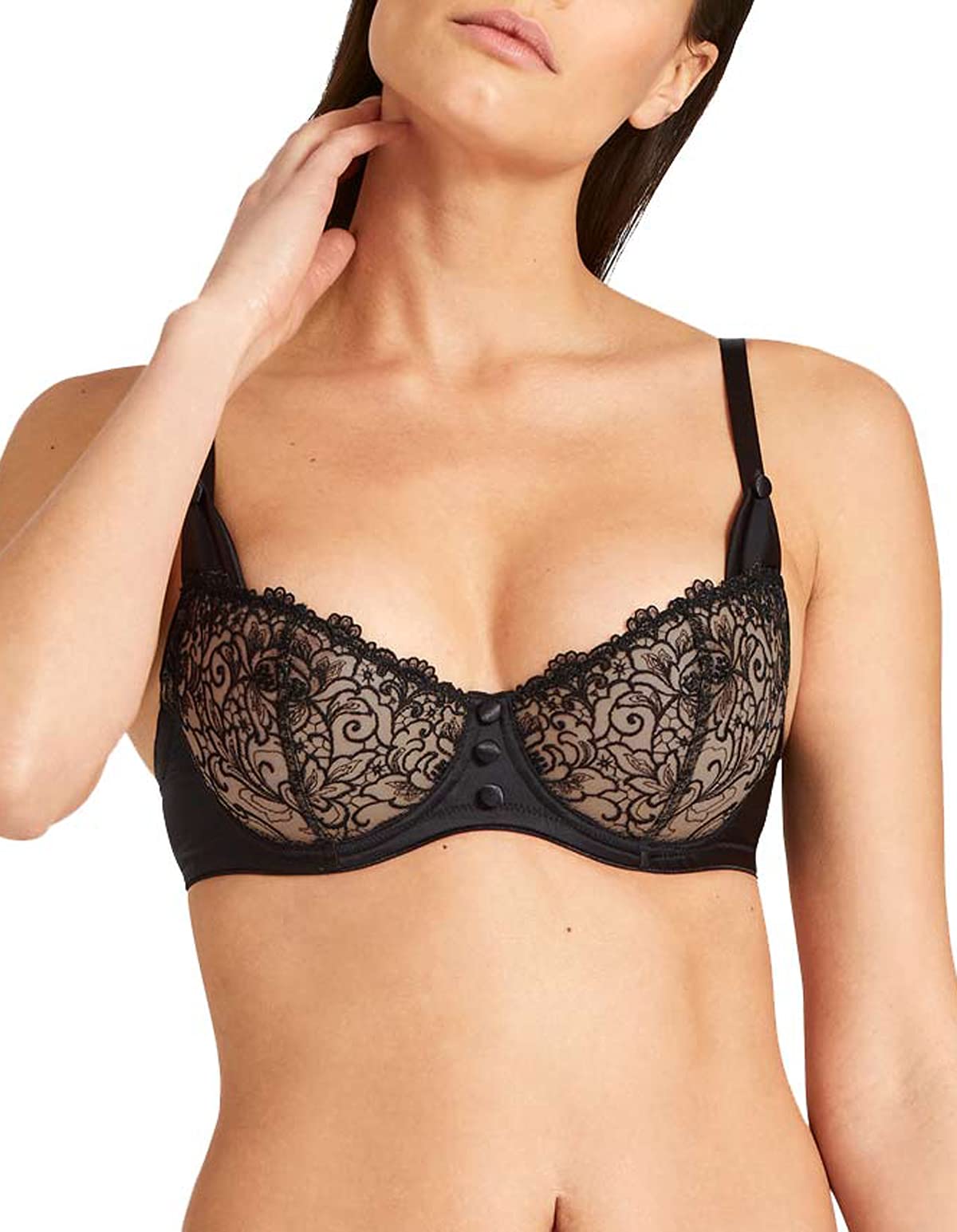 Aubade Womens Karl Lagerfeld x Half Cup Underwire Bra UCF14 Tuxedo 32D