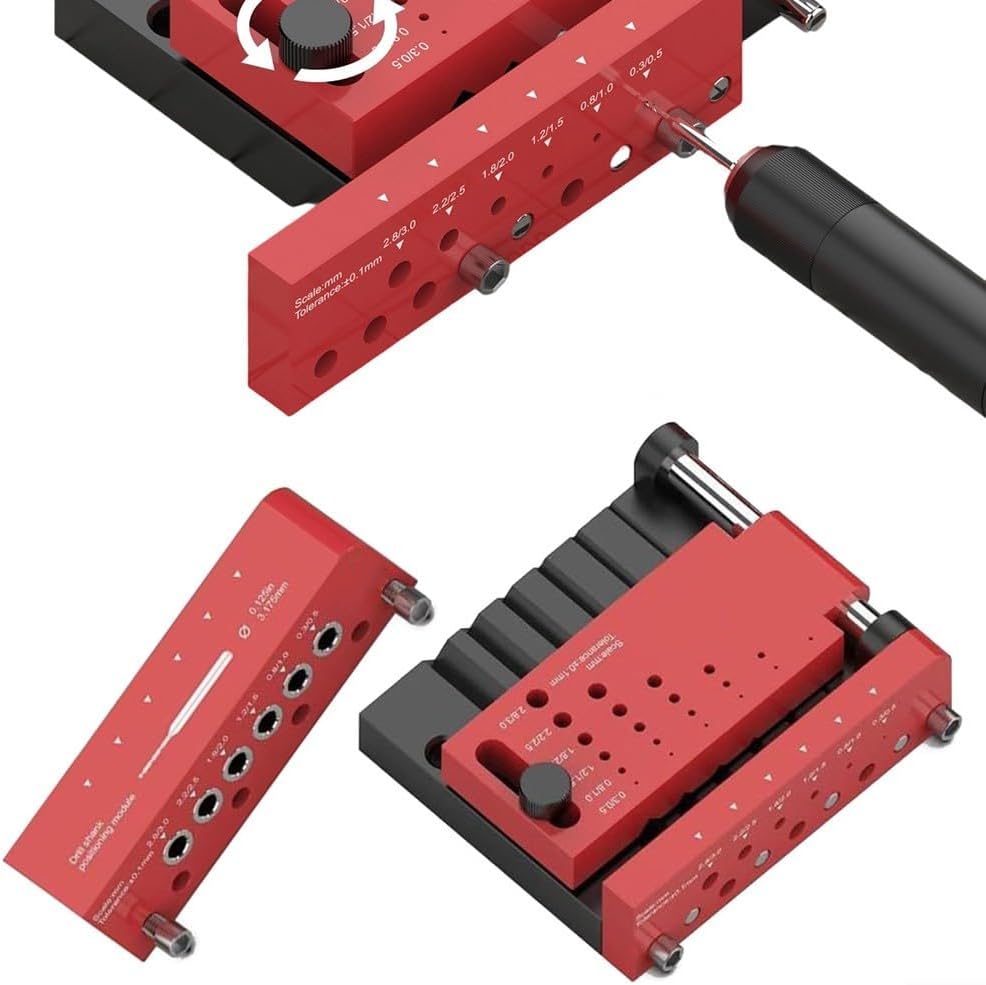 Dowel Jig Center Drilling Positioning Module Tool For Round Rod Bars With CNC Aluminum Alloy Body And Hardened Steel Bushings For Long Term Use(T0012)