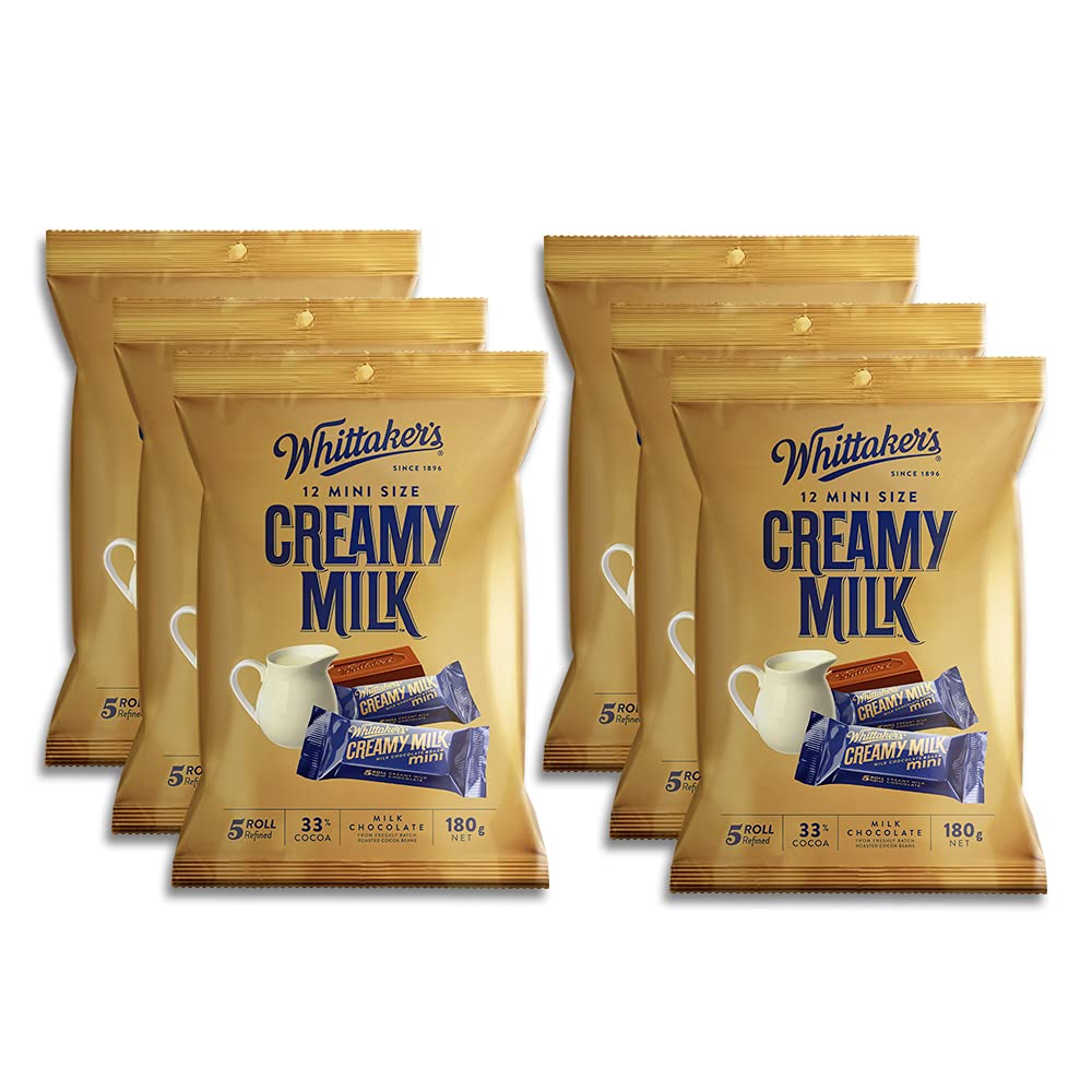 Whittaker's Share Pack Mini Slab Creamy Milk 180g (Pack of 6) （Made in New Zealand）
