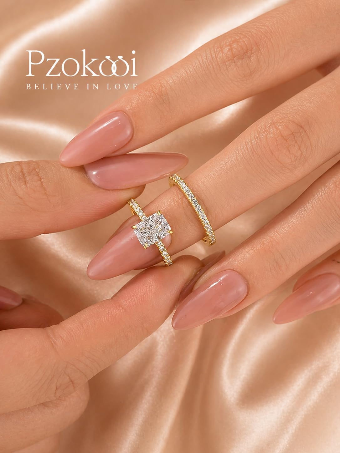 1.5/3.0 Carat Radiant Cut Engagement Ring for Women,Simulated Diamond Promise Wedding Ring in 14K Yellow Gold Plated 925 Sterling Silver
