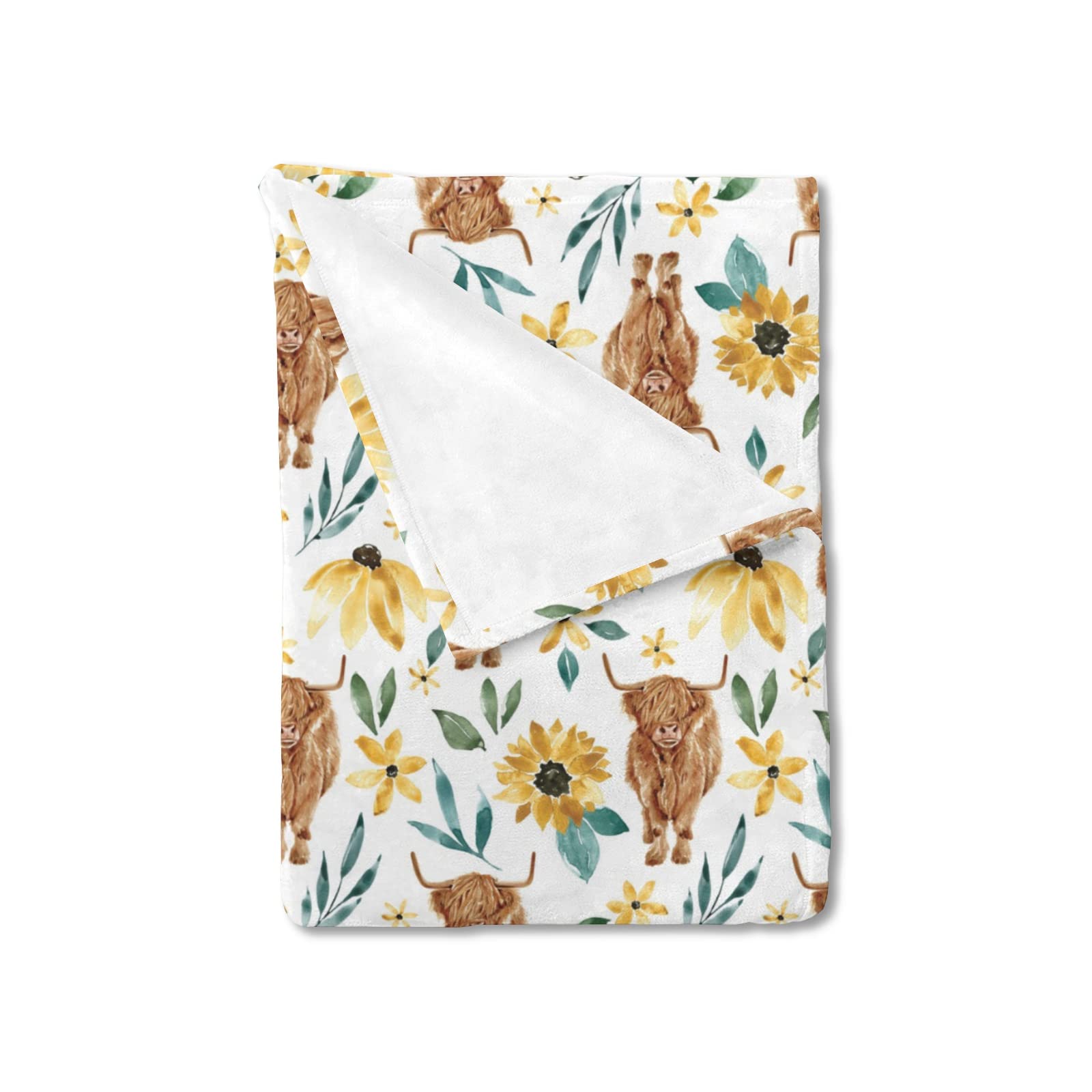 HawSkgFub Baby Toddler Girls Boho Highland Cow Floral Blanket Gifts, Nursery Yak Flannel Fleece Bed Swaddling Blankets, Farm Animal Soft Lightweight Newborn Shower Kids Crib Bedding 40x50 40x50 inch
