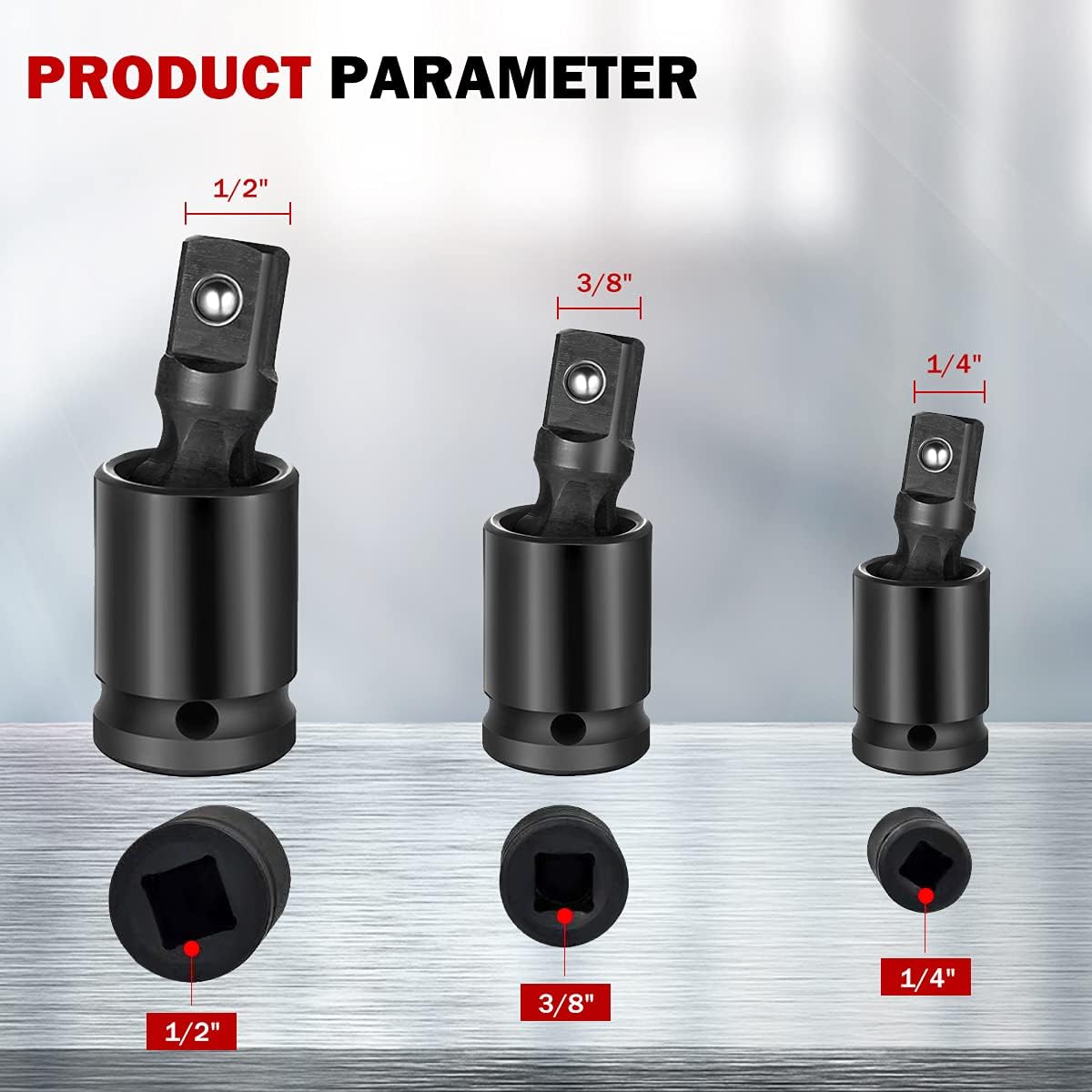 Swivel Joint Socket Converter Set Impact Drive Tools, Impact Sockets, U
