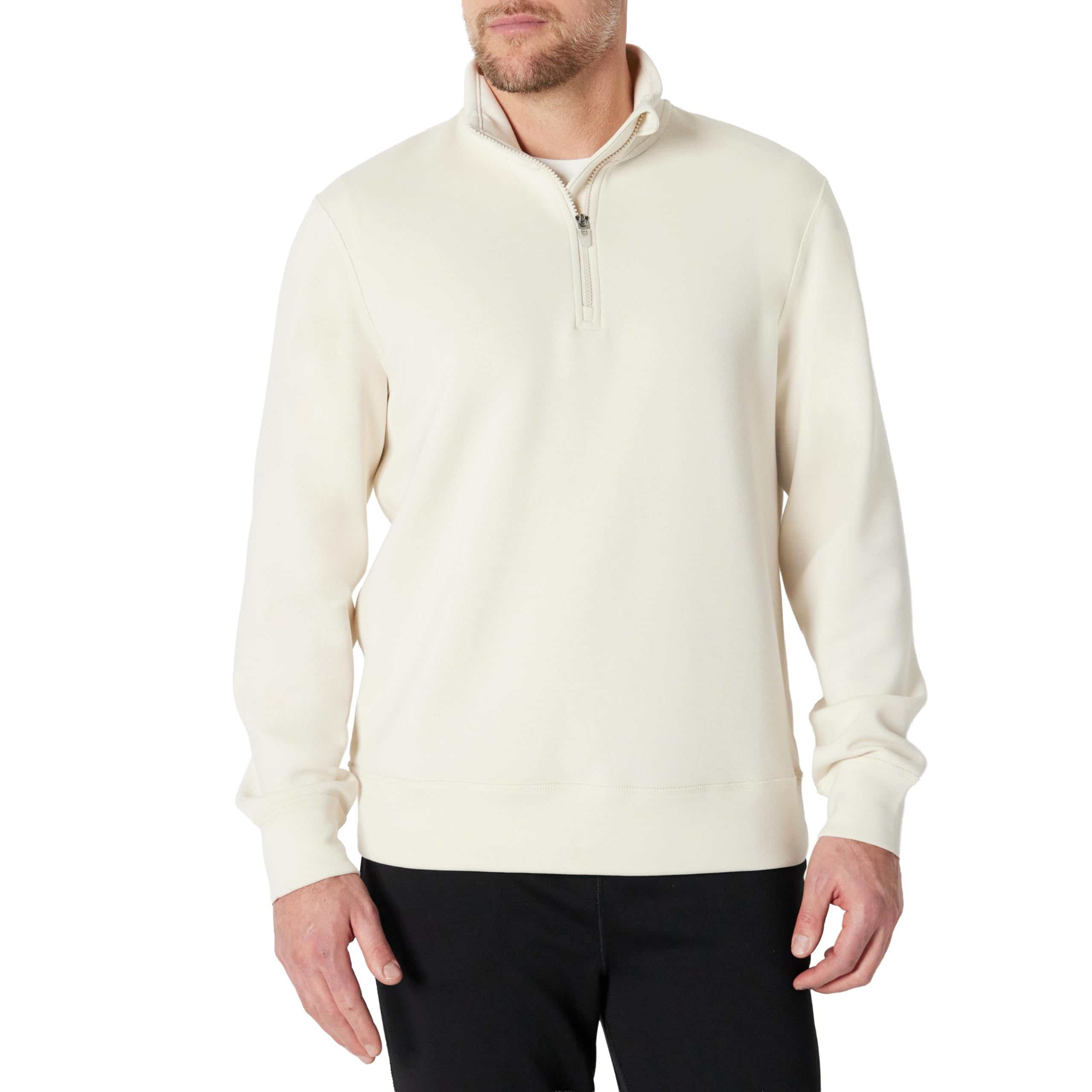 Amazon Essentials Men's Active Sweat Relaxed-Fit Quarter Zip Pullover Sweatshirt, Light Beige, X-Small