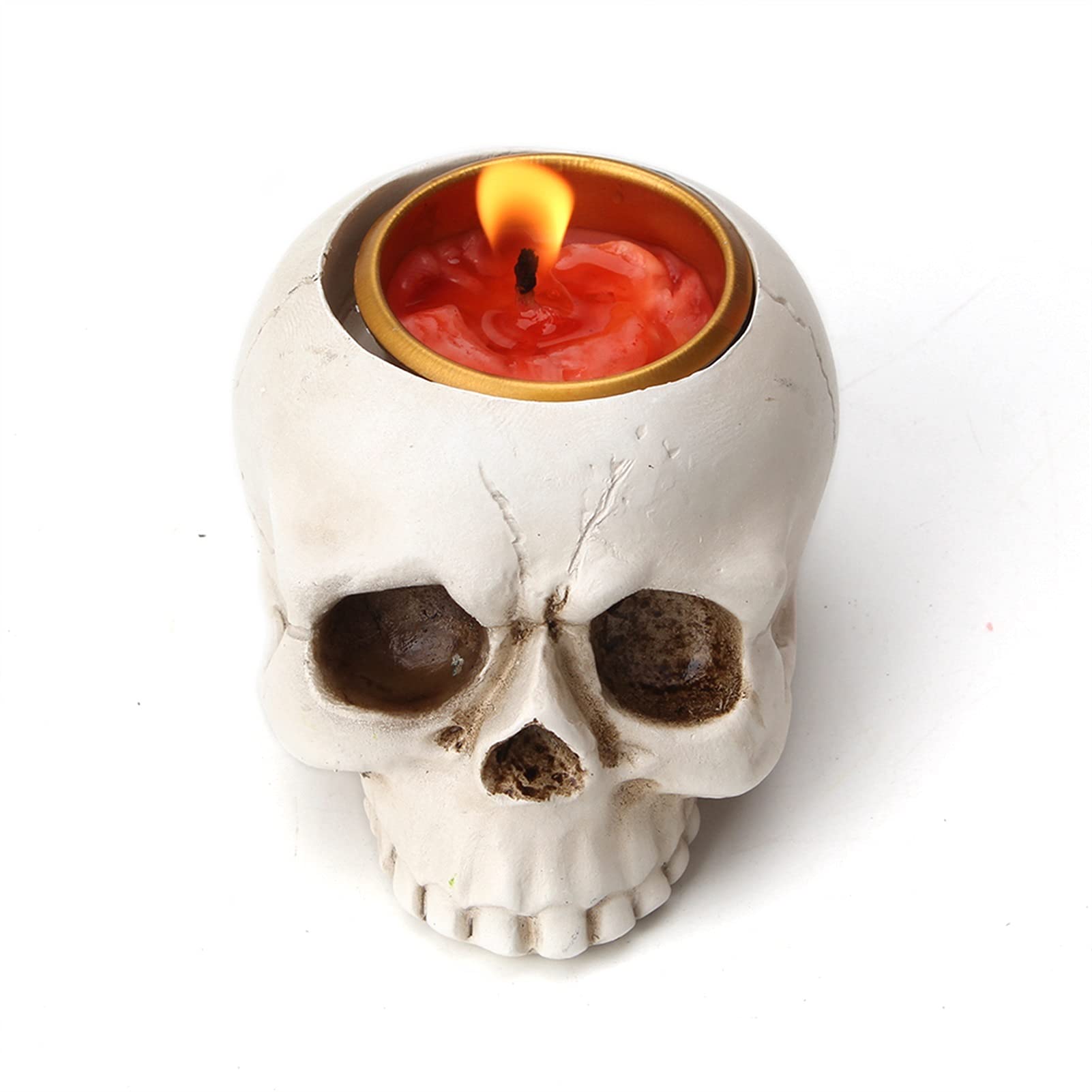 TONGQIANG Small Skull Head Ashtray Candlestick Candle Holder Tray Molds Silicone Craft Clay Mould for Concrete Resin Pot Making