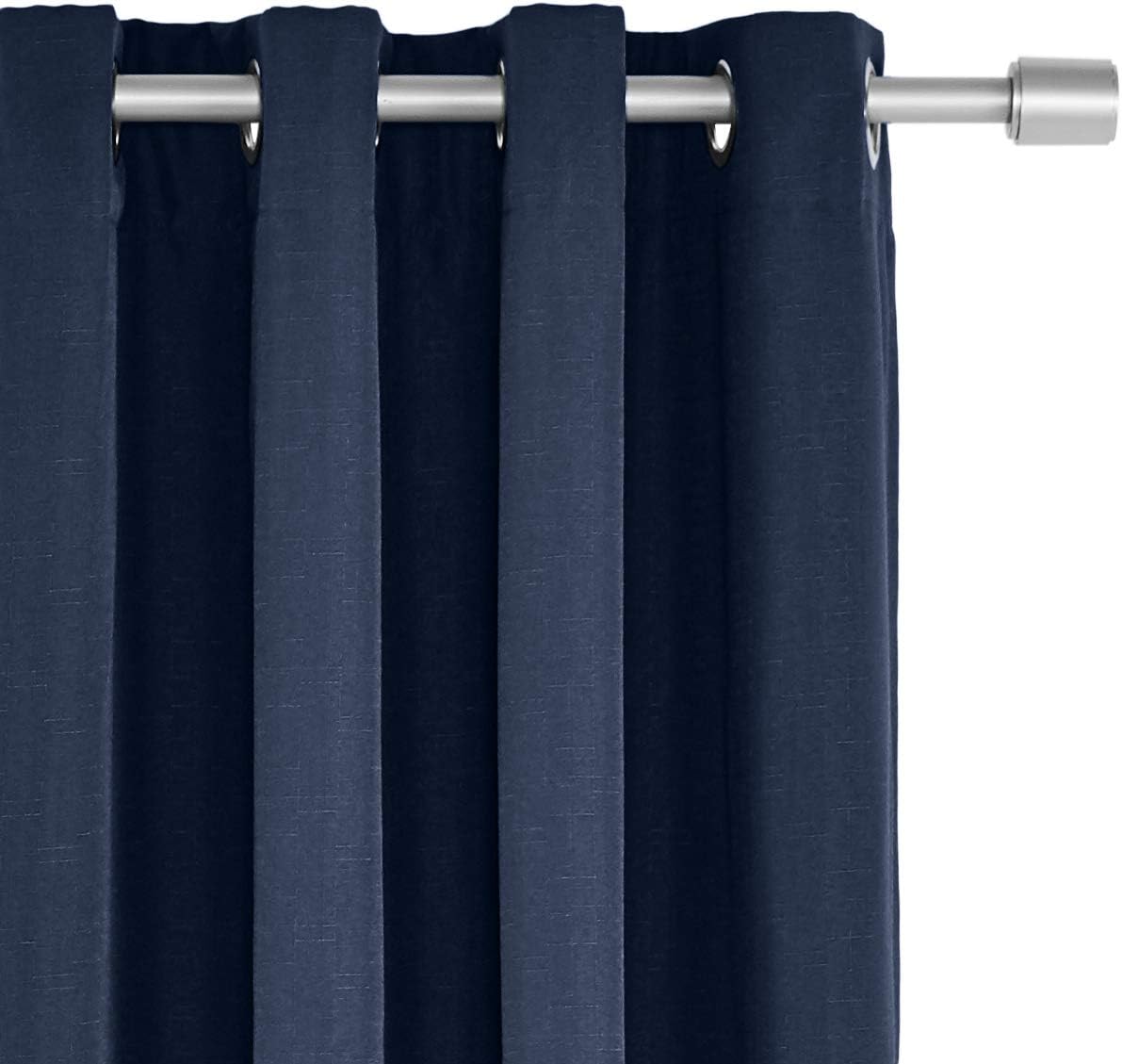 Amazon Basics 100% Blackout Textured Linen Window Panel with Grommets and Thermal Insulated, Noise Reducing Blackout Liner - 52" x 95", Navy Blue