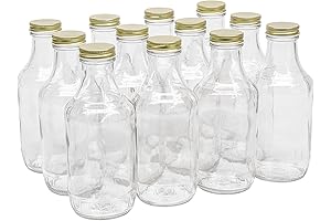 North Mountain Supply 16 oz Ketchup Glass Bottle with Gold Metal Lids...