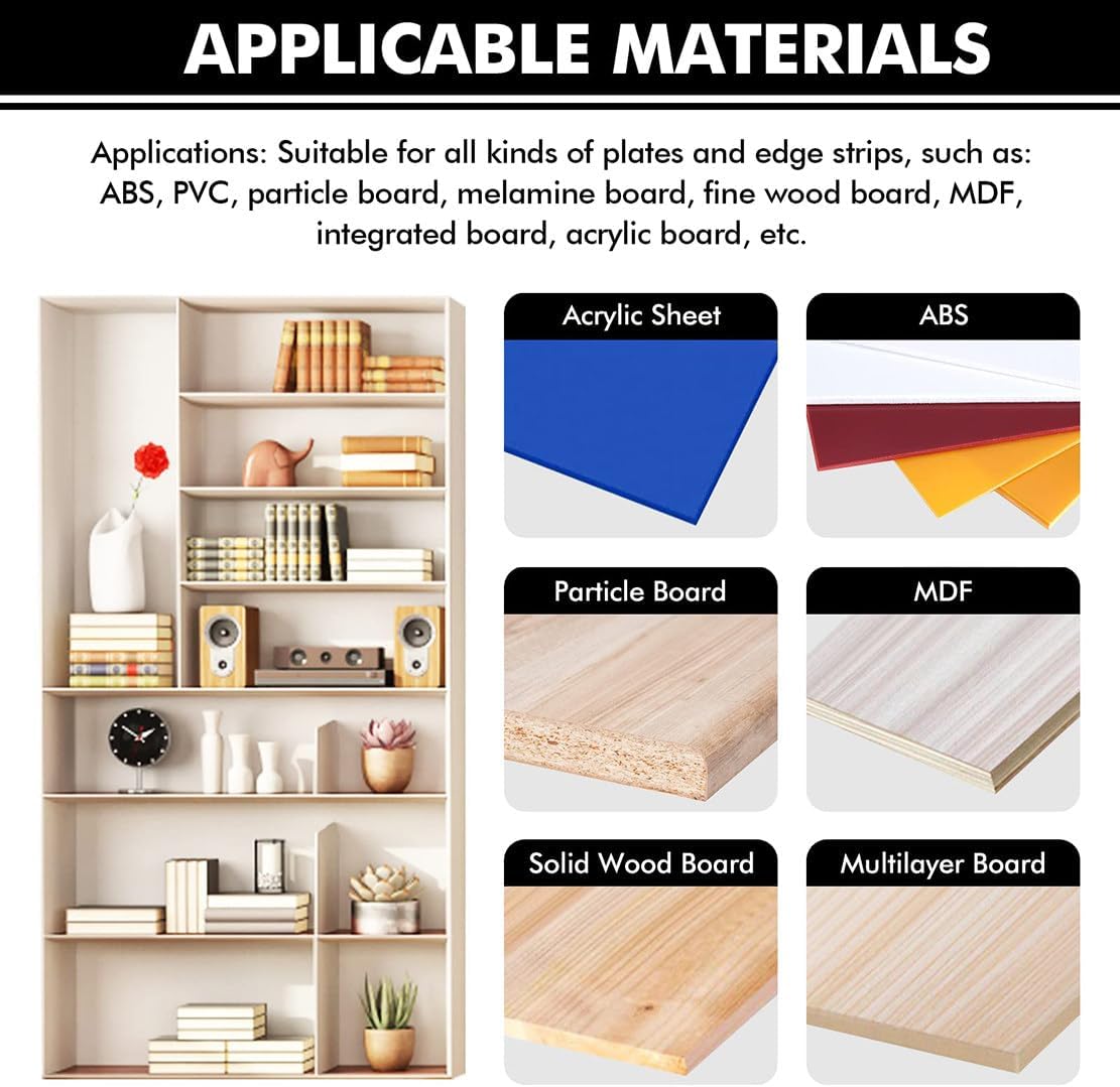 NYMFEA Edge Bander Portable Edge Banding Machine Straight Line Curve Double Side Coating Glue Woodworking Project Kits, Wood Head and Tail Trimming Carpenter Hardware