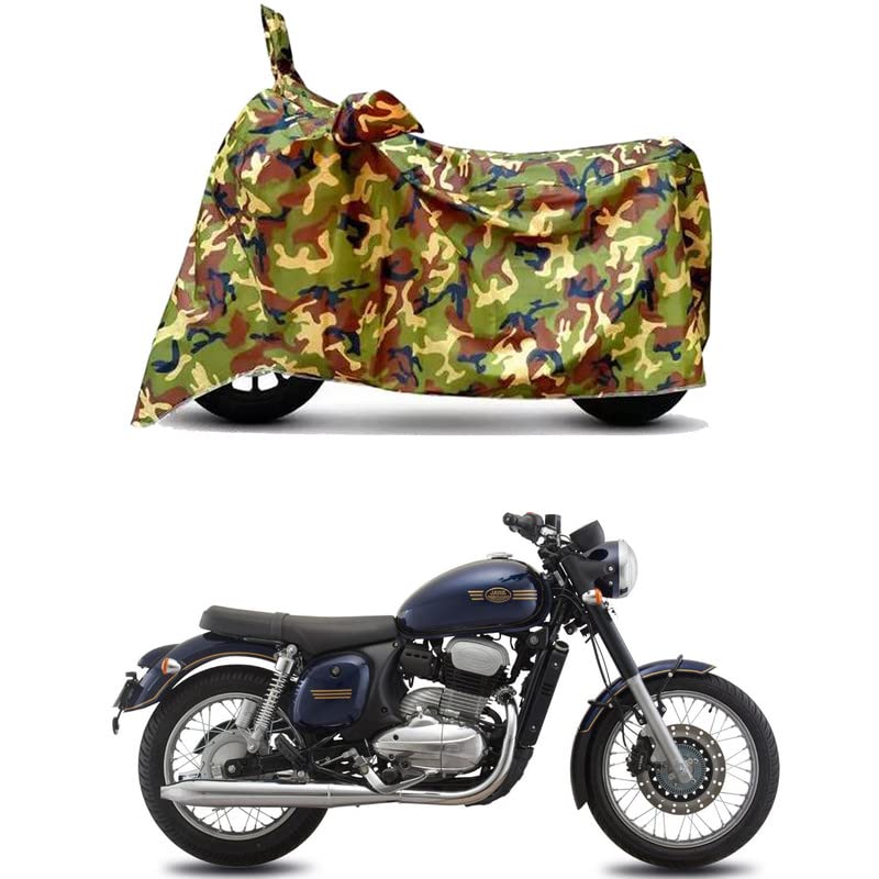 Image of Waterproof 100% PVC Coated Bike Scooty Two Wheeler Body Cover Compatible for Jawa Forty Two Nebula /UV-Rays /Heat Protection /Birds Dropping /Scratchproof /Dust Proof [6X6 Jungle Print]