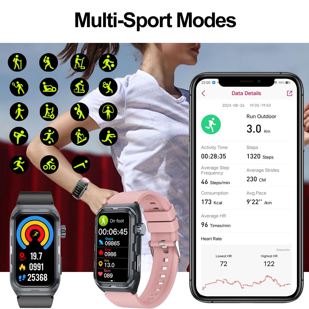 Smartwatch ECG Uomo Donna, 1,47 pollici Impermeabile Orologio Intelligente con Contapassi SpO2 PPG BP HR Cardiofrequenzimetro Notifica di Chiamata per Android iOS