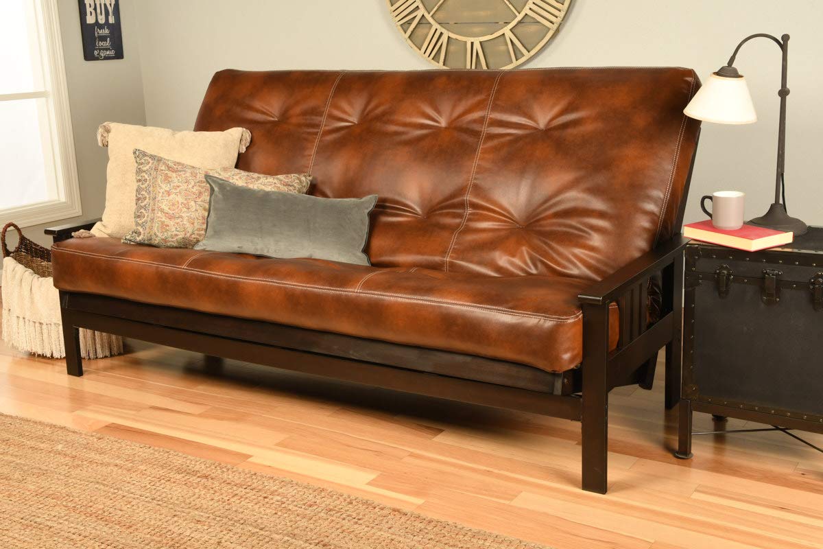 Kodiak FurnitureMonterey Espresso Queen-Size Futon with Saddle Brown Mattress