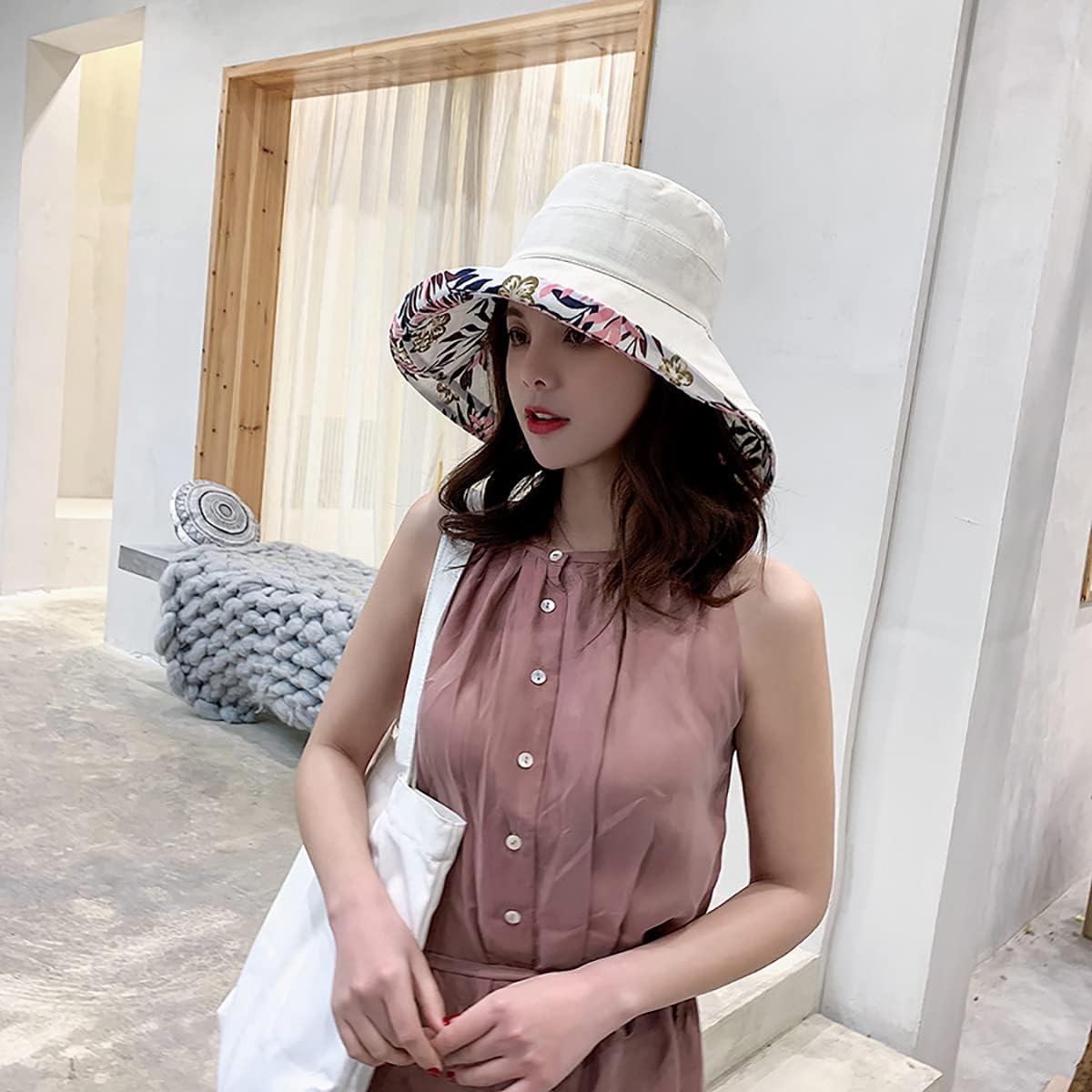 Women Wide Brim Sun Hats Metal Wired Edge Summer UV Protection Beach Fishing Hat for Hiking Garden Travel Chin Strap - Image 4