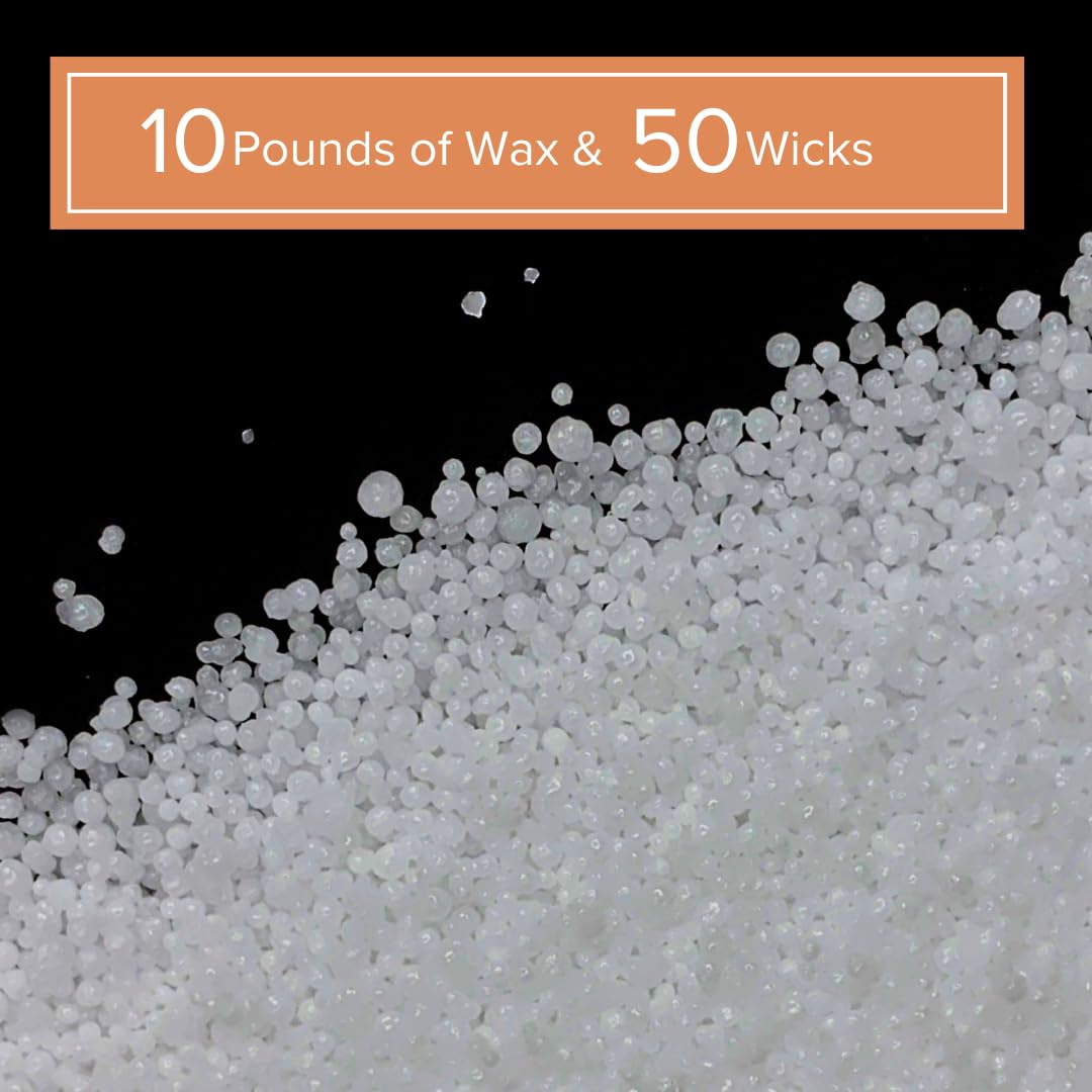 Simply Soson 10 lb White Unscented Pearled Candle, Sand Candle, Long Lasting Powder Candle, Refillable Pearl Candle Sand with 50 Wicks for Candle Making