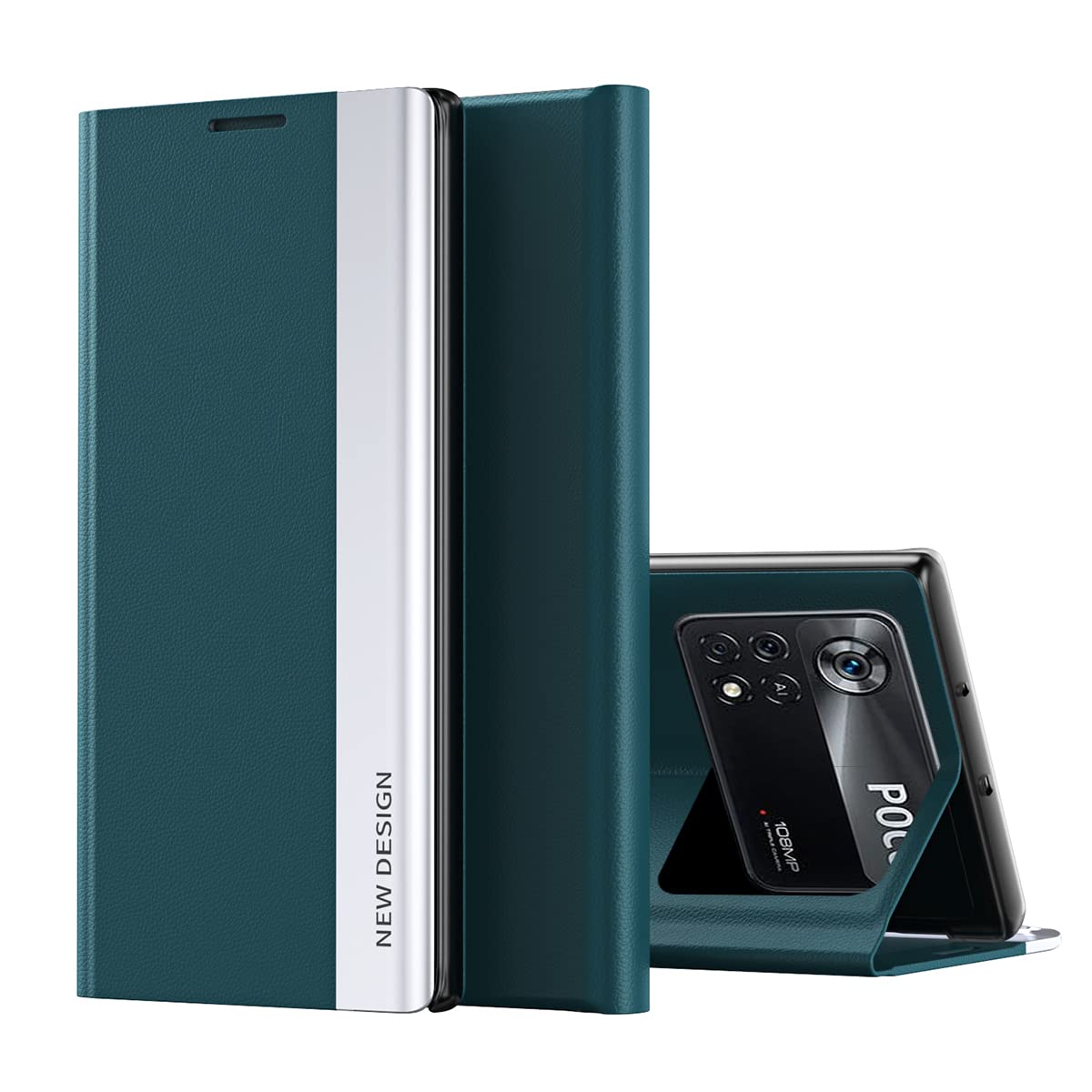 Custodia In Pelle Magnetica Per Xiaomi Poco X4 Pro 5G – Cover A Portafoglio Con Supporto E Specchio – Blu Scuro