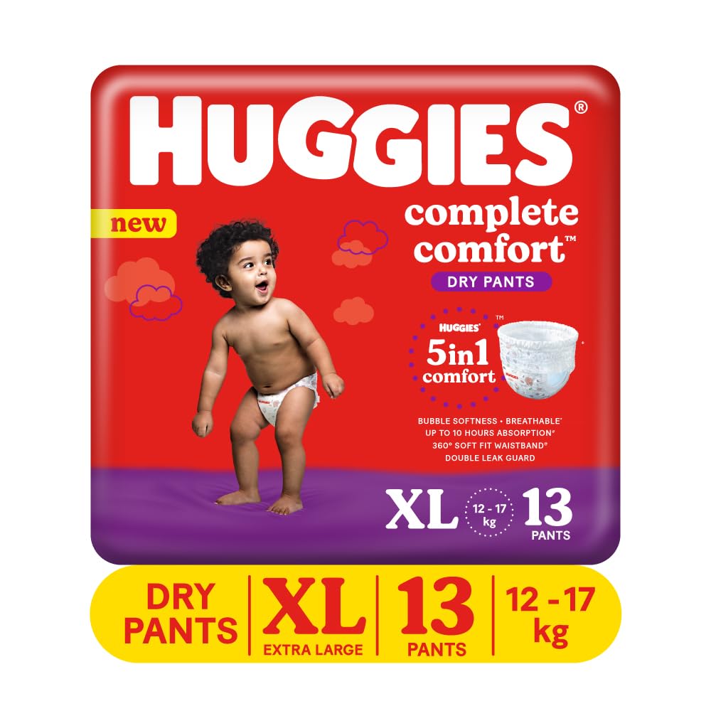 Huggies Complete Comfort Dry Pants Extra Large (XL) Size Baby Diaper Pants, 13 count, with 5 in 1 Comfort